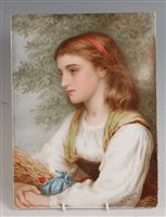 Lot 1075 - A 19th century painted porcelain plaque,...