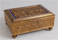 Lot 1259 - A late 19th century brass music box, the...