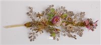 Lot 227 - A gold and silver thread floral filigree quill...
