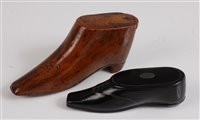 Lot 1272 - A 19th century carved treen shoe snuff, with...