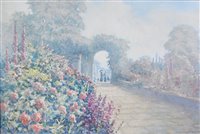 Lot 272 - Rod Pearce (b.1942) - Figures on a garden path...