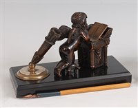 Lot 1273 - A circa 1900 French bronze desk stand,...
