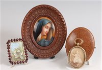 Lot 1253 - A Continental painted porcelain miniature...