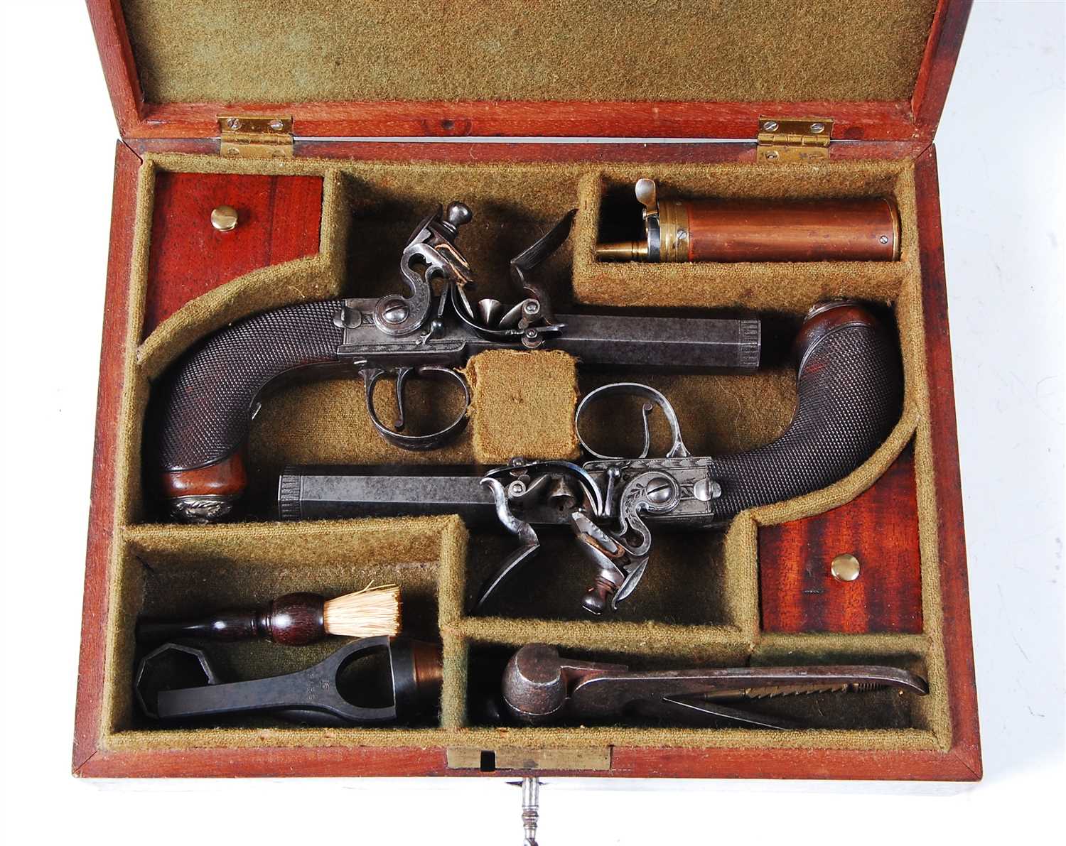 Lot 228 - A cased pair of 19th century travelling pistols