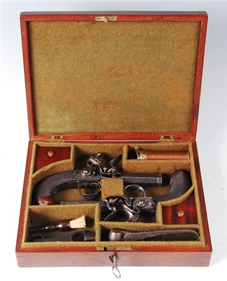 Lot 228 - A cased pair of 19th century travelling pistols