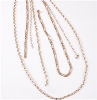 Lot 420 - Three 9ct chains, (all a/f), (21.8g)