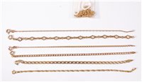Lot 422 - Six 9ct bracelets, (14.5g) and another...