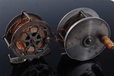 Lot 378 - A Pflueger 2 2/12" skeletal centre pin reel