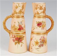 Lot 1049 - *A near-pair of Royal Worcester porcelain...