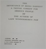Lot 1006 - Wilde, Oscar. The Importance of Being Earnest....