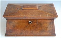 Lot 1241 - *A circa 1830 walnut tea caddy, of sarcophagus...