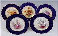 Lot 1062 - *Five Royal Worcester cabinet plates, each...