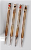Lot 110 - Four 1930s sterling silver propelling pencils,...