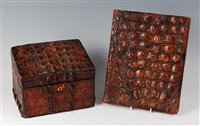 Lot 216 - *A 1920s crocodile skin desktop stationery box,...