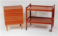 Lot 404 - *A 1960s Danish teak two-tier tea trolley,...