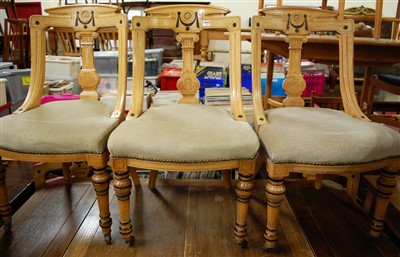 Lot 1257 - A set of eight late Victorian ash dining...