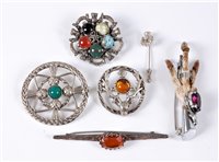 Lot 435 - A group of six mixed brooches of Scottish /...