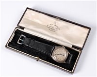 Lot 436 - A gentleman's silver case wristwatch, the...