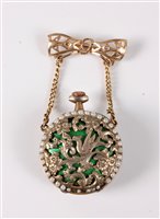 Lot 440 - A lady's enamel fob watch, the green engine...