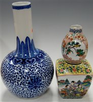 Lot 12 - A large Chinese blue & white bottle vase...
