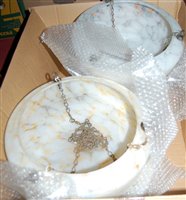 Lot 182 - Four various marbled glass ceiling pendants