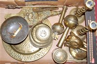 Lot 78 - A box of miscellaneous brassware, to include a...