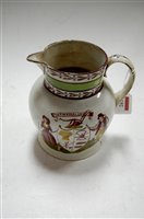 Lot 192 - An early C19th Leeds pearlware jug, transfer...