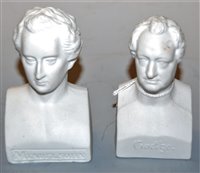Lot 213 - A bisque bust of Mendelsohn, h.11cm; and one...