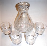 Lot 215 - A Brierley cut crystal ships decanter and...