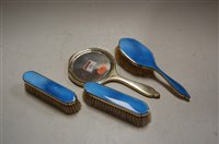 Lot 261 - A George V silver and blue guilloche enamelled...