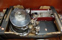 Lot 290 - A box of miscellaneous silver plated wares, to...