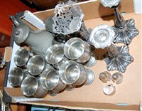 Lot 281 - A box of miscellaneous pewter to include a set...