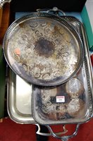 Lot 284 - A modern silver plated twin handled serving...