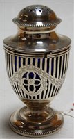 Lot 342 - A George V silver pedestal muffineer, of...