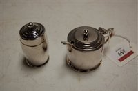 Lot 359 - An Art Deco silver three-piece cruet, to...