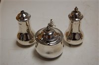 Lot 380 - A mid-20th century silver three-piece cruet,...