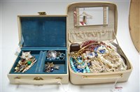 Lot 479 - Two boxes of miscellaneous costume jewellery,...
