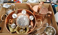 Lot 626 - A single box of metalware to include a copper...