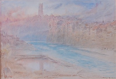 Lot 1492 - Albert Goodwin RWS (1845-1932) - Freybourg,...