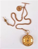 Lot 1220 - An 18ct pocket watch and 9ct chain, the round...
