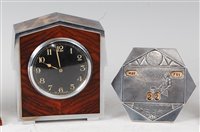 Lot 180 - An Art Deco figured walnut and chrome mantel...