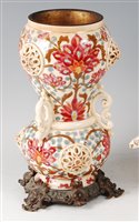 Lot 46 - Zsolnay Pecs - a pottery oil lamp base, of...