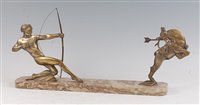 Lot 237 - P. Berjean - a French Art Deco bronze hunting...