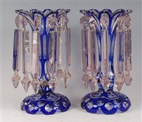 Lot 1103 - A pair of late 19th century blue overlaid...