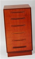 Lot 431 - A 1960s G-Plan teak narrow chest, of six long...