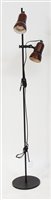 Lot 434 - A 1970s Danish twin-light floor lamp, having...