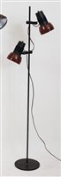 Lot 436 - A 1970s Danish twin-light floor lamp, having...