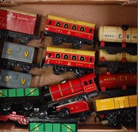 Lot 500 - Small tray of 11 Chad Valley wagons with red...
