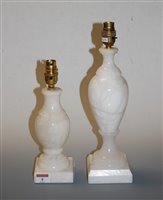 Lot 8 - A modern turned alabaster table lamp, h.30cm...