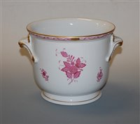 Lot 18 - A Herend porcelain cache-pot, painted with...